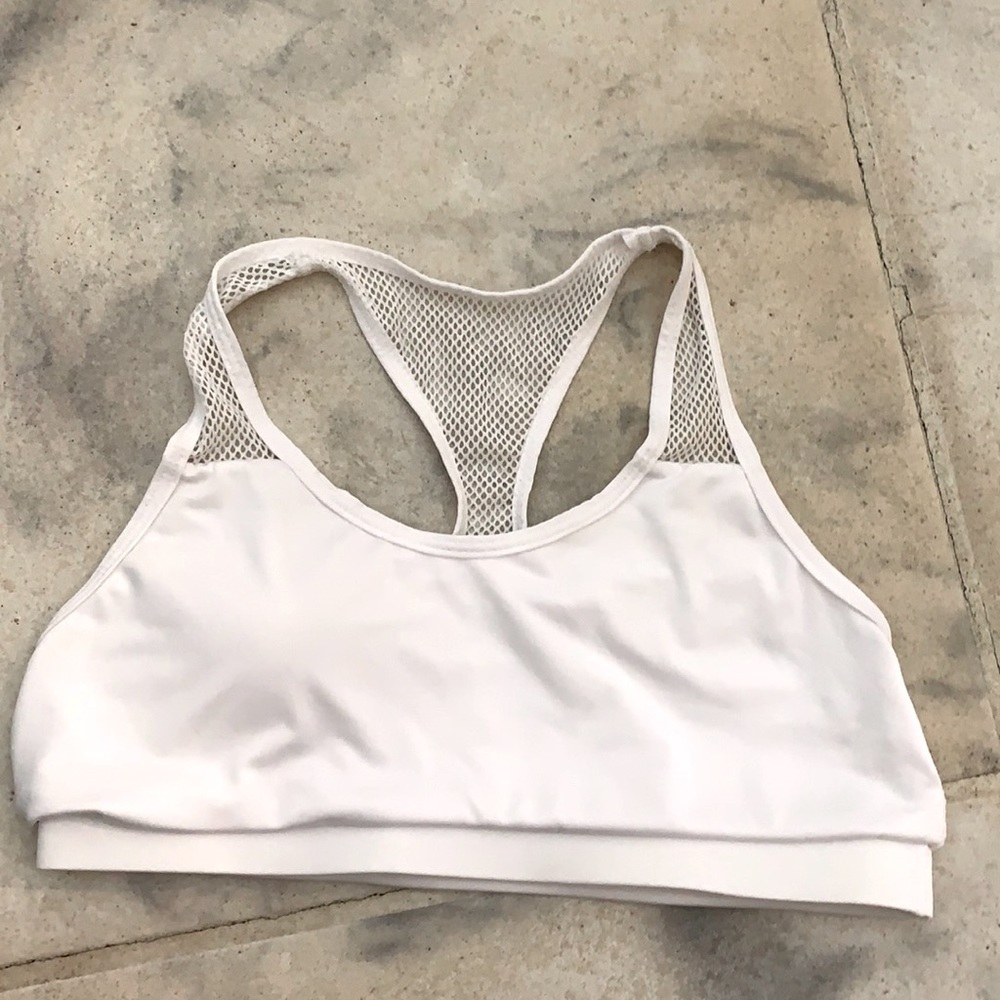 Womens white mesh sports bra
